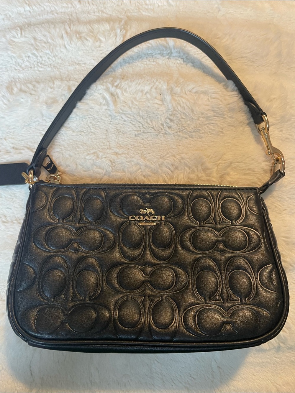Coach Nolita 19 Black Quilted Signature Leather Shoulder Bag with Gold Hardware
